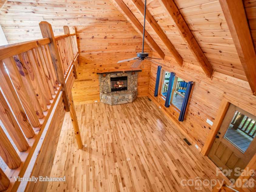 124 Starling Lane, Lake Lure, NC 28746.  MLS# CAR4430565, YatesRealty ID 54465. View from stairway