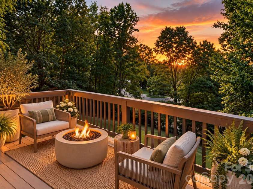 39 Mountain Site Lane, Asheville, NC 28803.  MLS# CAR4430825, YatesRealty ID 54505. AI staged for front deck. This is pretty accurate!