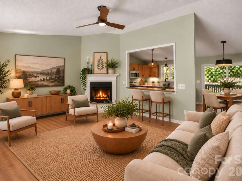 39 Mountain Site Lane, Asheville, NC 28803.  MLS# CAR4430825, YatesRealty ID 54505. AI staged for living room