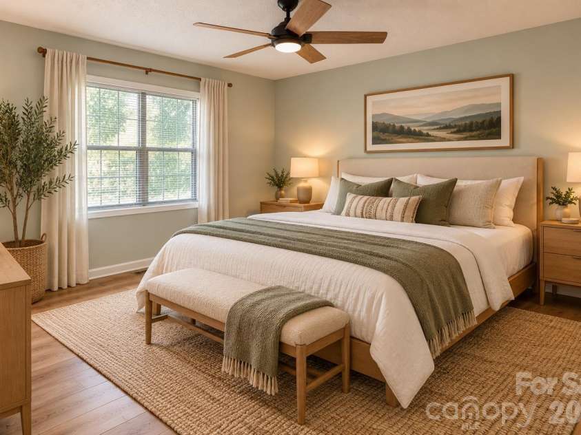 39 Mountain Site Lane, Asheville, NC 28803.  MLS# CAR4430825, YatesRealty ID 54505. AI staged for primary bedroom