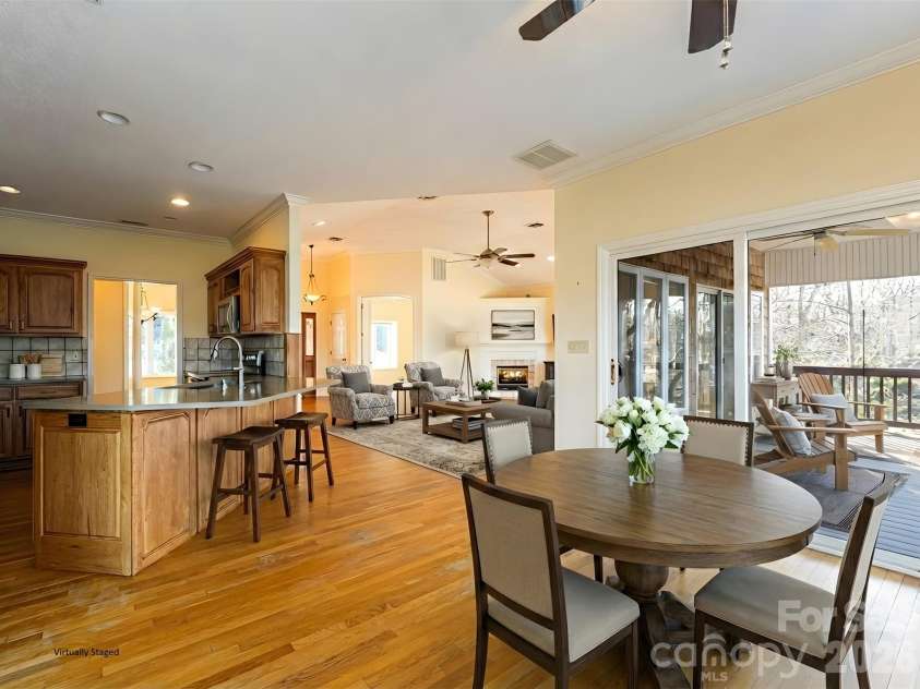 1341 Forest Lake Heights Drive, Nebo, NC 28761.  MLS# CAR4339850, YatesRealty ID 5453. Open Living/Breakfast (staged)