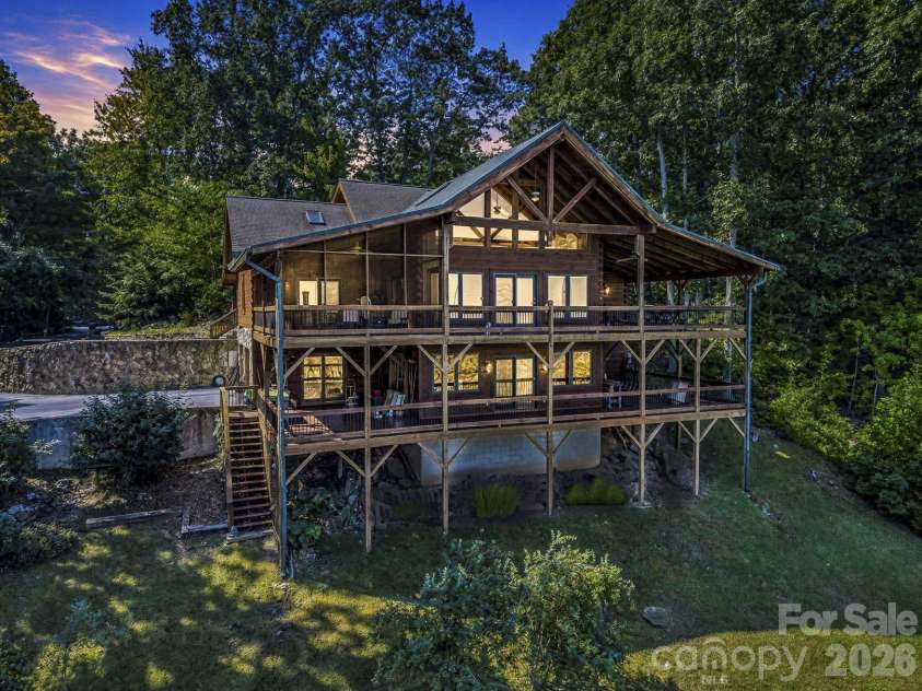 5409 Mineral Springs Mountain Avenue, Valdese, NC 28690.  MLS# CAR4426784, YatesRealty ID 54559. Twilight Exterior from drone