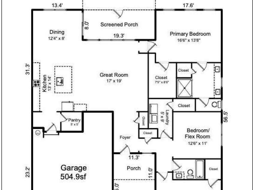 173 Amerson Drive, Rock Hill, SC 29730.  MLS# CAR4430030, YatesRealty ID 54575. Floor Plan with Measurements