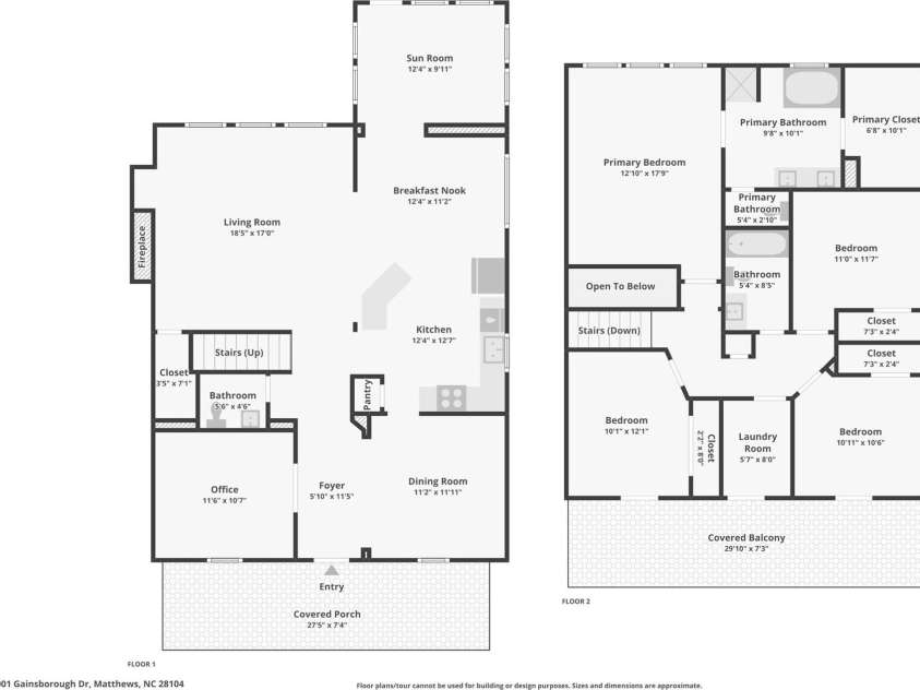 1001 Gainsborough Drive, Matthews, NC 28104.  MLS# CAR4430806, YatesRealty ID 54604. 