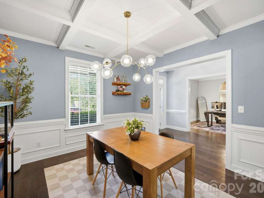 612 Highland Ridge Point, Clover, SC 29710.  MLS# CAR4424384, YatesRealty ID 54612. Dining room with coffered ceiling