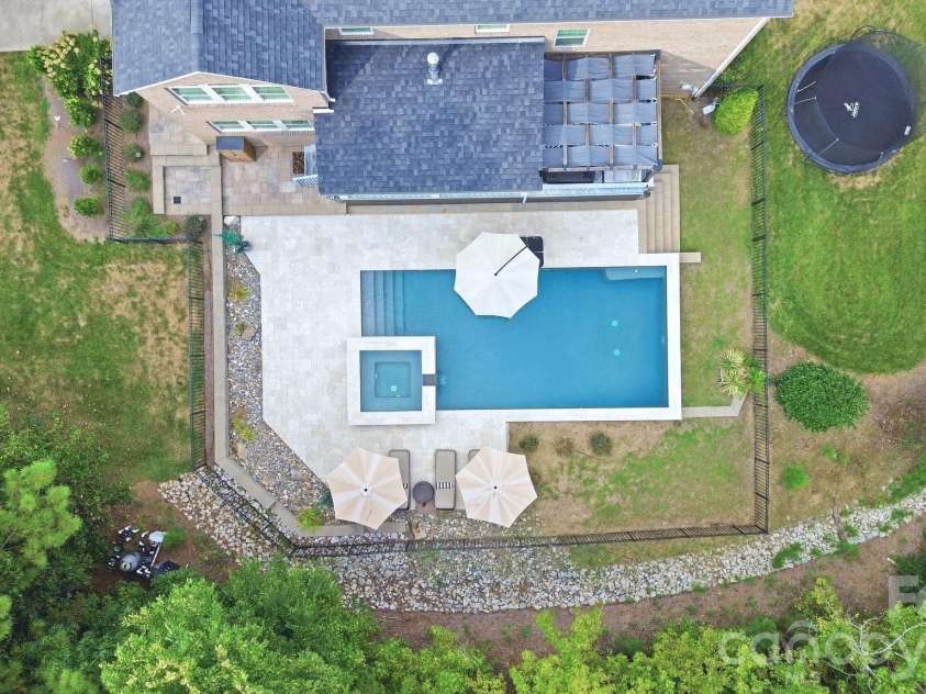 612 Highland Ridge Point, Clover, SC 29710.  MLS# CAR4424384, YatesRealty ID 54612. Fully fenced in back yard with pool and spa