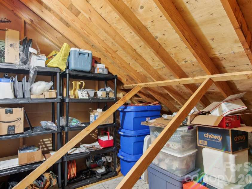 6 Calico Lane, Etowah, NC 28729.  MLS# CAR4215890, YatesRealty ID 5465. Unfinished Attic Storage with full size door