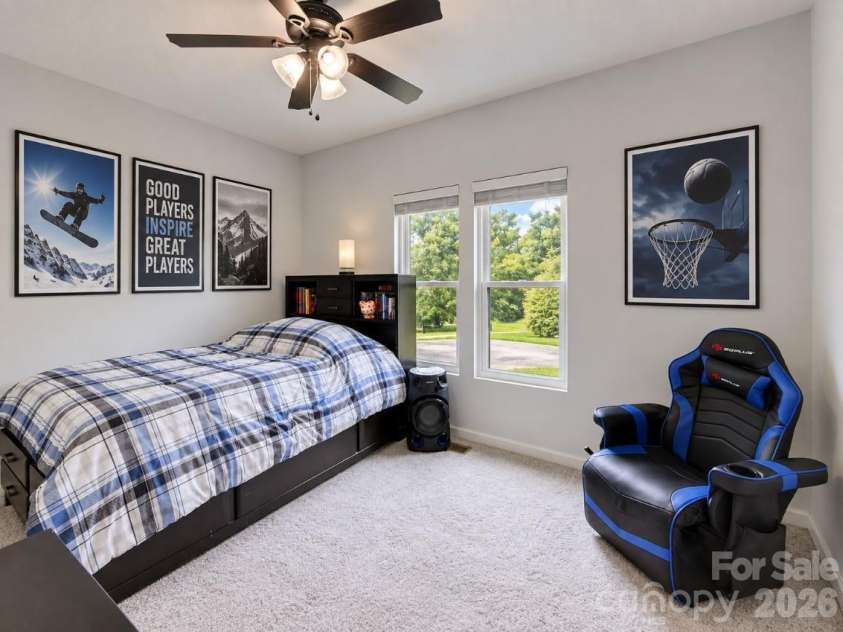 60 Golden Lane, Leicester, NC 28748.  MLS# CAR4429246, YatesRealty ID 54773. Bedroom 1 VE with artwork