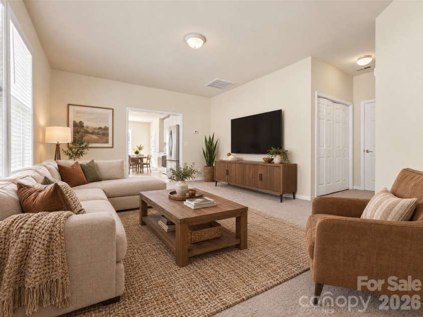 15 Chowan Drive, Fletcher, NC 28732.  MLS# CAR4430498, YatesRealty ID 54797. Virtually staged living room