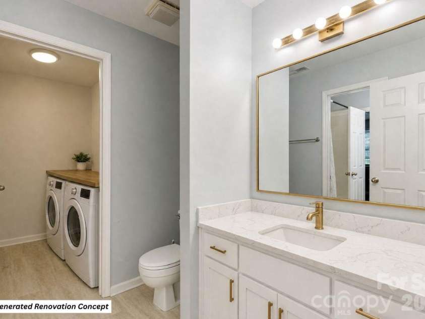 766 Marsh Road, Charlotte, NC 28209.  MLS# CAR4408658, YatesRealty ID 54919. Bathroom & In-Unit Laundry (AI-Generated Concept)