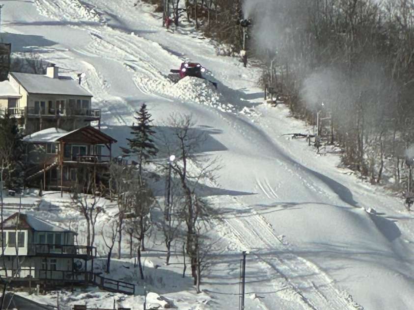 301 Pinnacle Inn Road, Beech Mountain, NC 28604.  MLS# CAR4239406, YatesRealty ID 553. Making Snow-View from the Deck