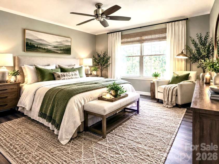 224 Pete Luther Road, Candler, NC 28715.  MLS# CAR4432613, YatesRealty ID 55340. Primary bedroom virtually staged