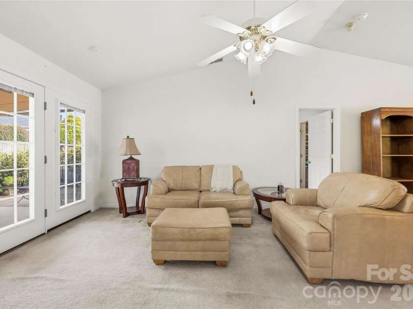 1001 Old Chestnut Way, Cramerton, NC 28032.  MLS# CAR4431972, YatesRealty ID 55342. Living room with cathedral ceiling.