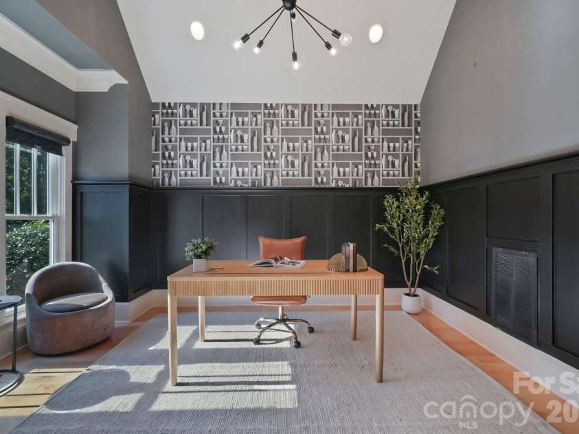 268 Milford Circle, Mooresville, NC 28117.  MLS# CAR4430817, YatesRealty ID 55374. Dramatic millwork, statement wallpaper, soaring ceilings, and abundant natural light.