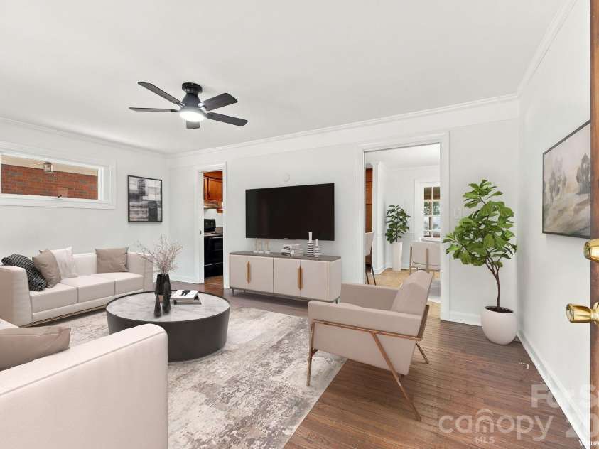 123 Hillside Avenue, Concord, NC 28025.  MLS# CAR4432576, YatesRealty ID 55421. Living Room Virtually Staged