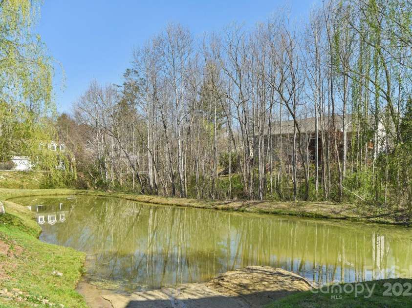 41 Golden Pond Way, Hendersonville, NC 28791.  MLS# CAR4237615, YatesRealty ID 5562. A tranquil view of the serene pond, perfect for year-round enjoyment