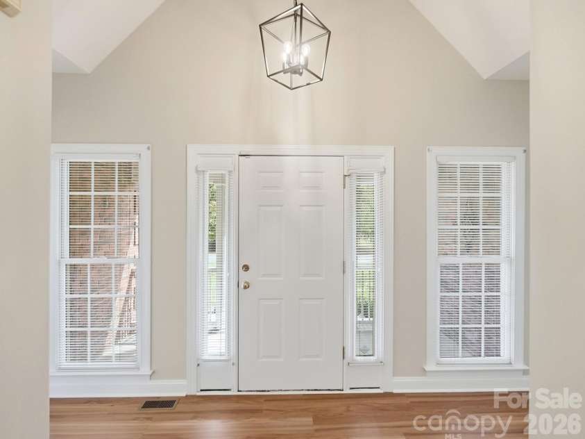 2301 Hunter Davis Court, Monroe, NC 28110.  MLS# CAR4428195, YatesRealty ID 55627. Front entryway has a foyer with abundant light and two closets.