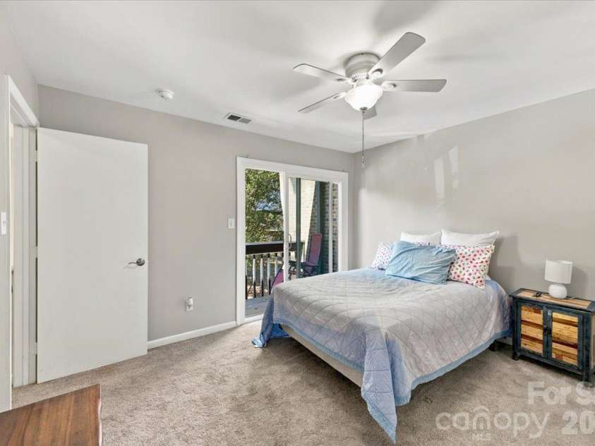 5805 Sharon Road, Charlotte, NC 28210.  MLS# CAR4432363, YatesRealty ID 55662. 2nd bedroom with ensuite on 3rd level and balcony access