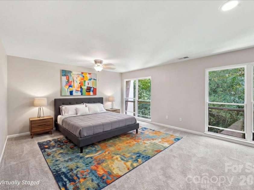 5805 Sharon Road, Charlotte, NC 28210.  MLS# CAR4432363, YatesRealty ID 55662. Primary bedroom 3rd level (virtually staged)