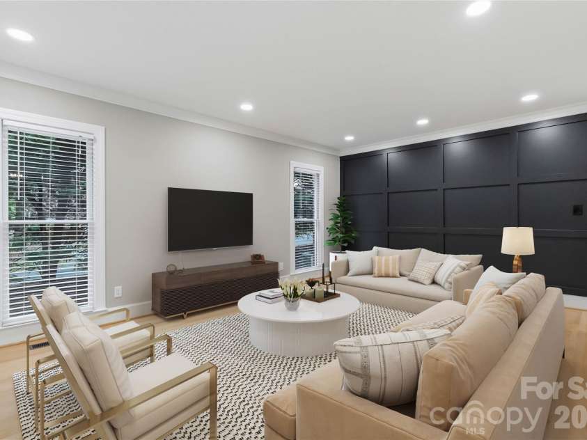 9414 Tillot Drive, Matthews, NC 28105.  MLS# CAR4431746, YatesRealty ID 55675. Virtually staged Living room