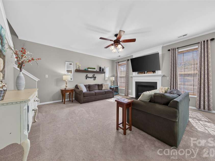 5725 Lindley Crescent Drive, Indian Trail, NC 28079.  MLS# CAR4431412, YatesRealty ID 55691. Additional view of Great Room with Gas fireplace