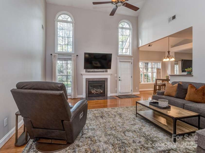 1009 Summer Creste Drive, Indian Trail, NC 28079.  MLS# CAR4241045, YatesRealty ID 5582. Two story family room with fireplace