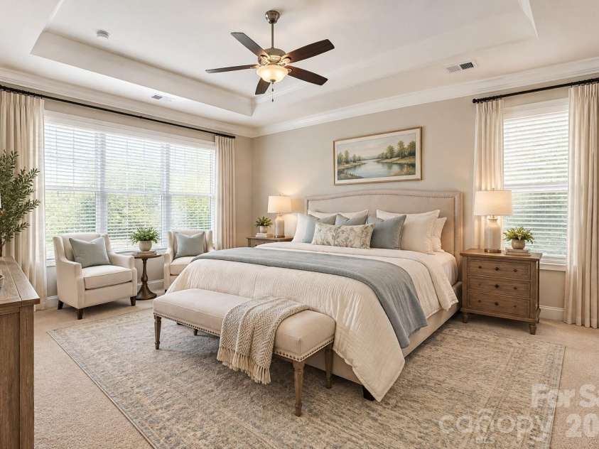 9106 Longvale Lane, Charlotte, NC 28214.  MLS# CAR4432949, YatesRealty ID 55876. Virtually staged primary bedroom