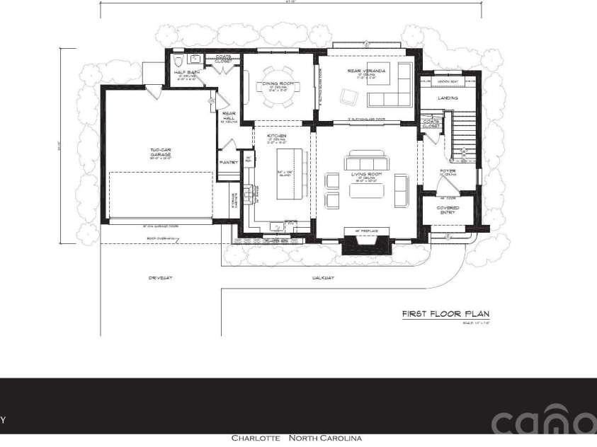 4424 Castleton Road, Charlotte, NC 28211.  MLS# CAR4433005, YatesRealty ID 55925. First floor plan - 1,247 heated SF (per preliminary plans)