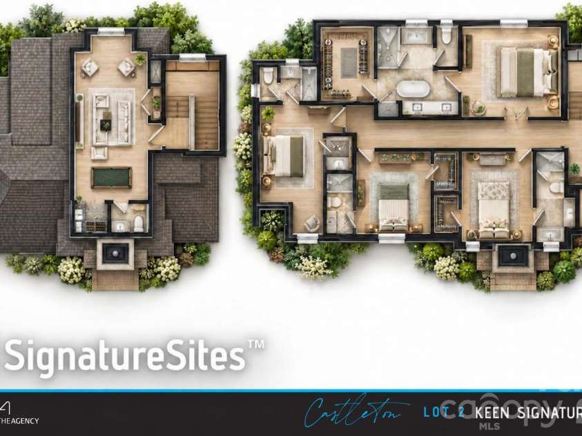 4424 Castleton Road, Charlotte, NC 28211.  MLS# CAR4433005, YatesRealty ID 55925. Rendered second and third floor plans - owner's suite, three en-suite bedrooms, media/game room