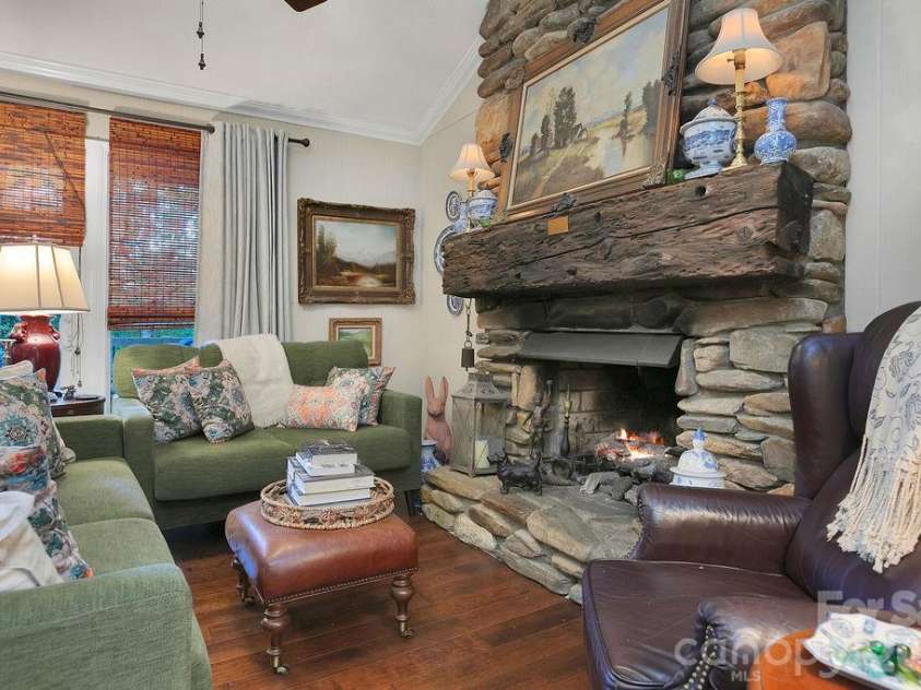 2377 Connestee Trail, Brevard, NC 28712.  MLS# CAR4431214, YatesRealty ID 56257. Authentic  Stone Fireplace