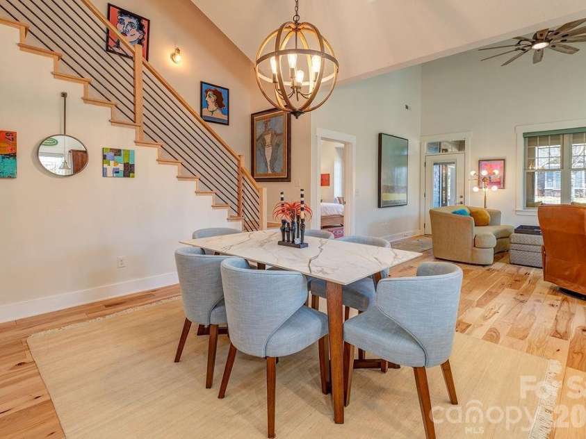 16 Holland Mountain View, Asheville, NC 28804.  MLS# CAR4342286, YatesRealty ID 5632. Custom railing leading to upper level  flex space