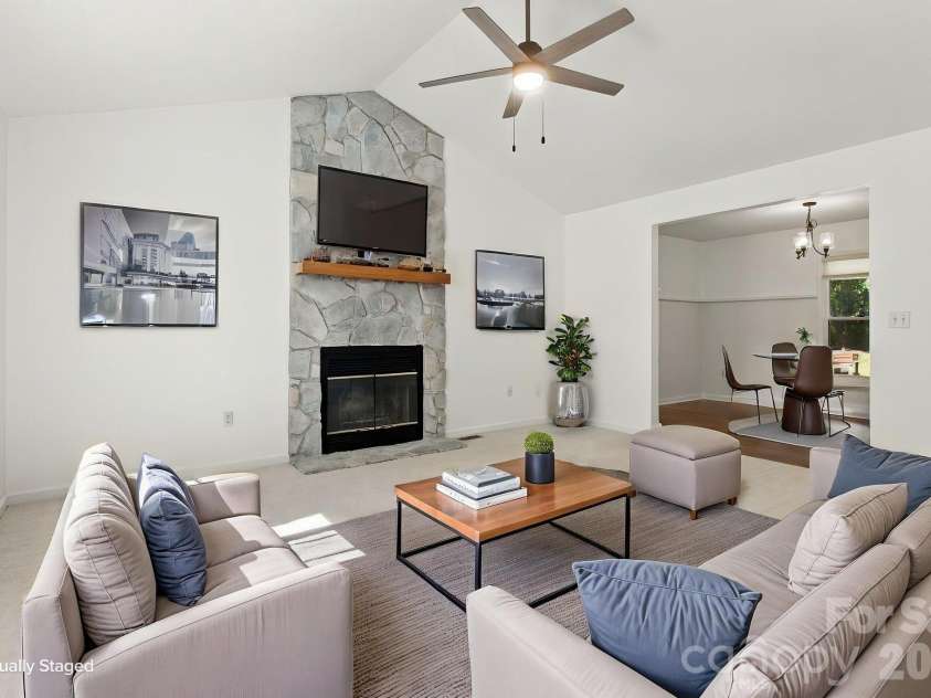 1270 Berra Place, Hickory, NC 28602.  MLS# CAR4433437, YatesRealty ID 56636. Living room virtually staged