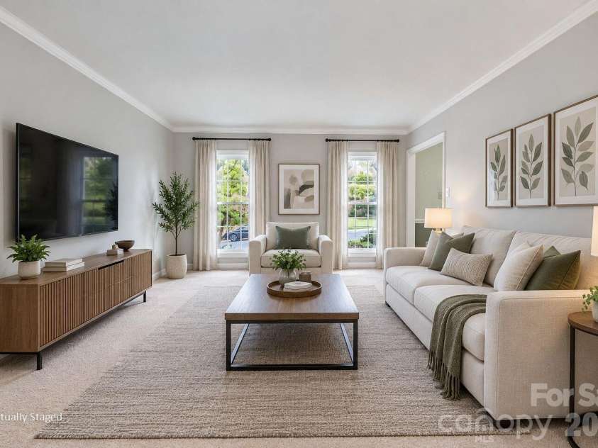 7615 Quail Hill Road, Charlotte, NC 28210.  MLS# CAR4401701, YatesRealty ID 56696. Living Room (Staged)