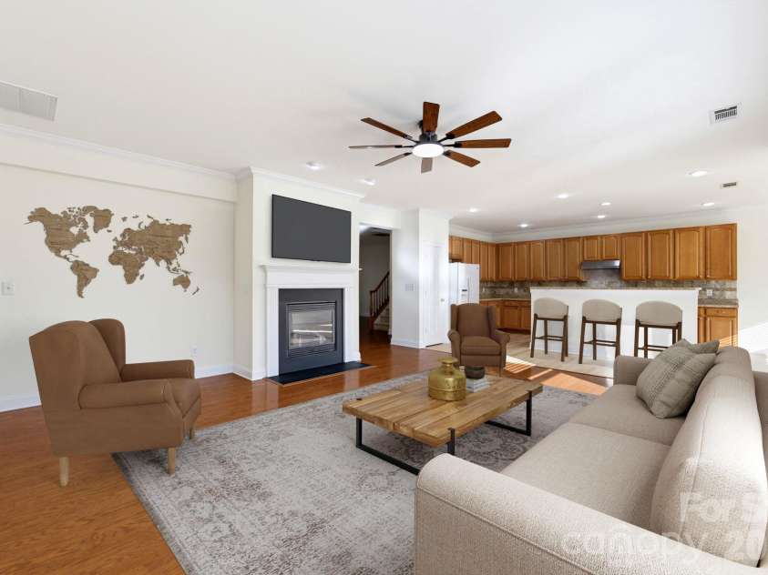529 Putting Drive, Fort Mill, SC 29715.  MLS# CAR4434078, YatesRealty ID 56751. Great Room Virtually Staged