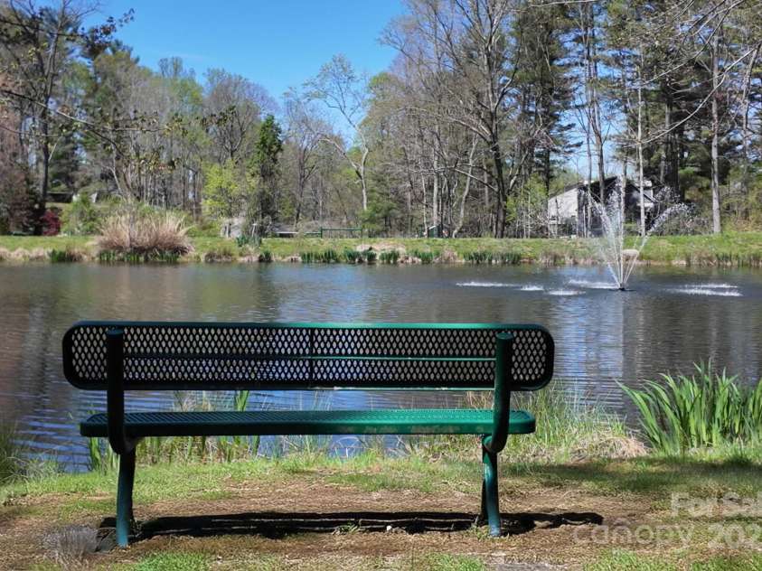 65 Forest Lake Drive, Asheville, NC 28803.  MLS# CAR4245225, YatesRealty ID 5693. Bench by the Pond to relax on