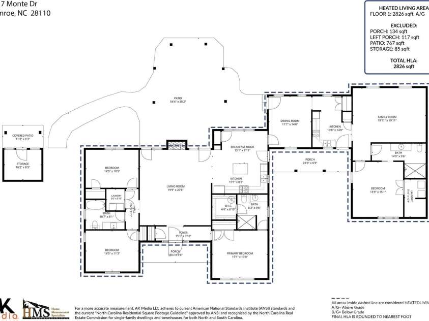 3117 Monte Drive, Monroe, NC 28110.  MLS# CAR4434474, YatesRealty ID 56942. 