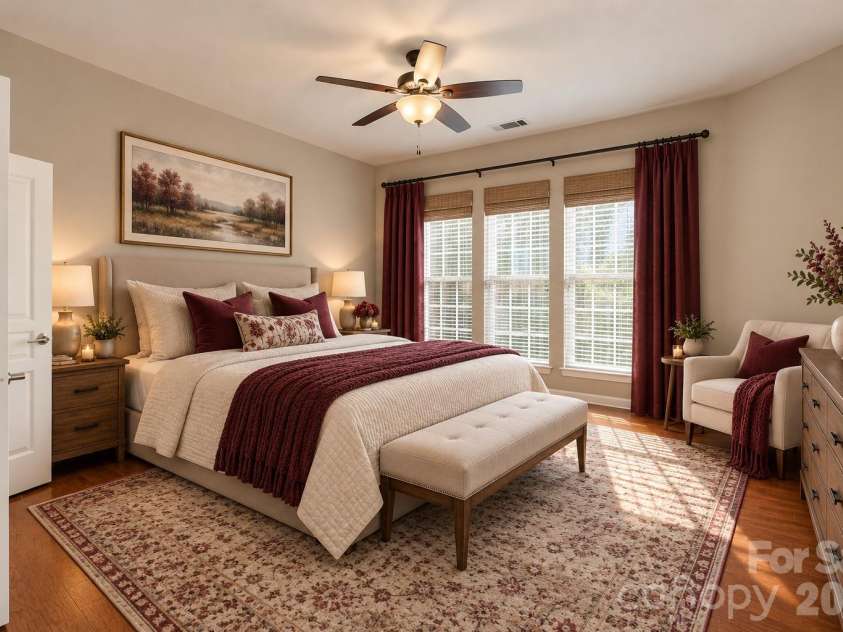2047 Sweetleaf Drive, Indian Land, SC 29707.  MLS# CAR4433737, YatesRealty ID 56964. Virtually Staged Primary Bedroom
