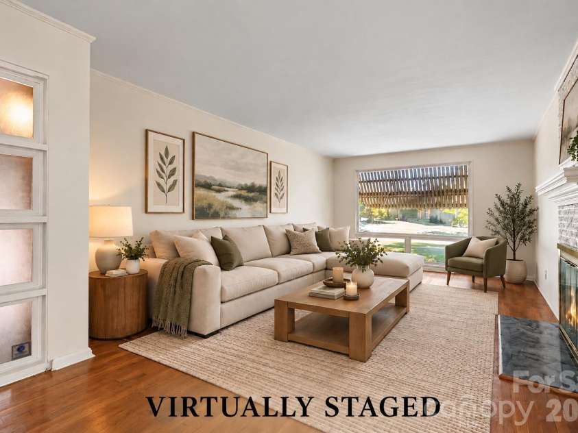 708 Montford Drive, Charlotte, NC 28209.  MLS# CAR4433725, YatesRealty ID 57040. Virtually staged living room