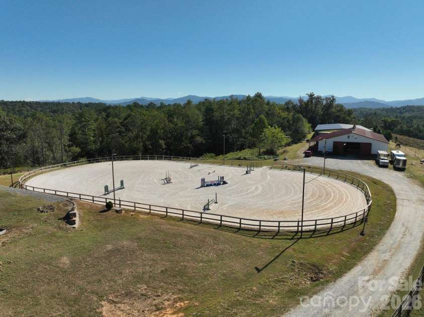 217 Flint Hill Road, Alexander, NC 28701.  MLS# CAR4432017, YatesRealty ID 57494. Arena: Fully lighted, GGT footing, Sprinklers.