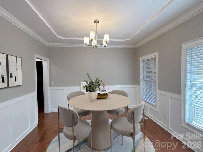 201 Colonel Holcombe Place, Candler, NC 28715.  MLS# CAR4436091, YatesRealty ID 57568. Virtually staged dining room