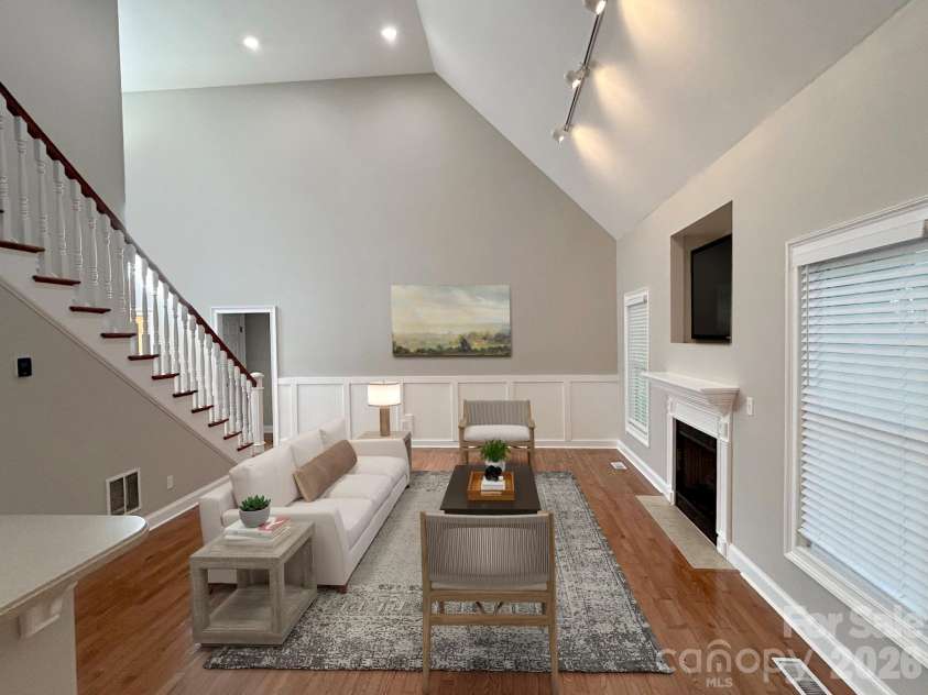 201 Colonel Holcombe Place, Candler, NC 28715.  MLS# CAR4436091, YatesRealty ID 57568. Virtually staged Great Room