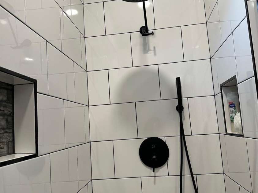 400 Martin Luther King Jr Avenue, Kannapolis, NC 28083.  MLS# CAR4225728, YatesRealty ID 5762. Large tiled Schluter shower installation.