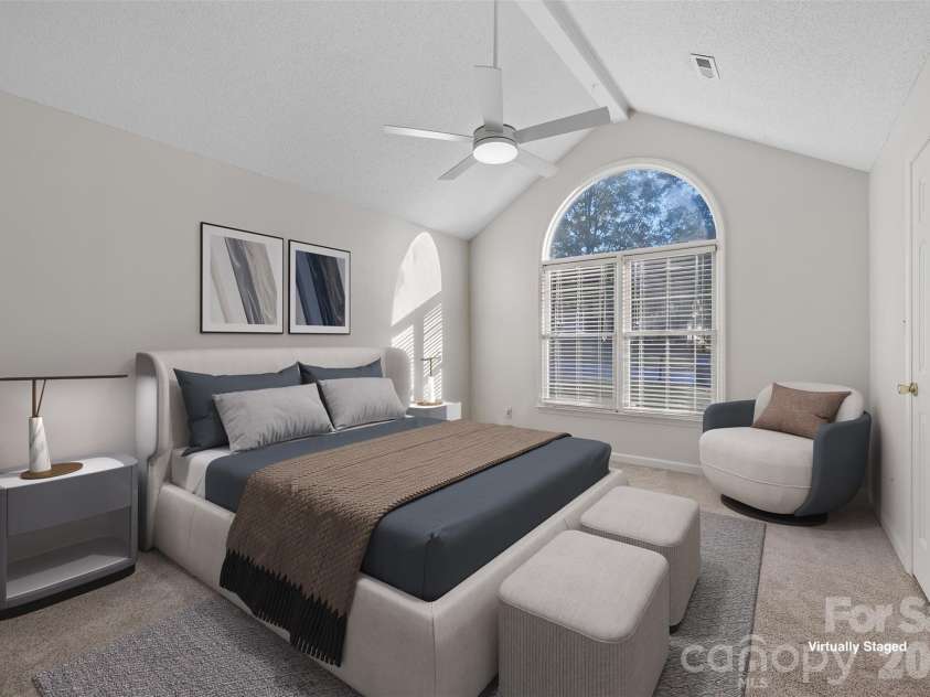 1312 Newfound Hollow Drive, Charlotte, NC 28214.  MLS# CAR4427413, YatesRealty ID 57695. Virtually Staged Primary Bedroom