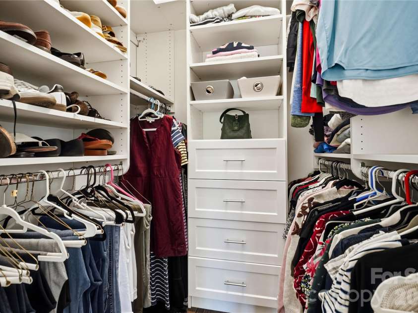 16918 Summers Walk Boulevard, Davidson, NC 28036.  MLS# CAR4436252, YatesRealty ID 57810. Primary walk-in closet features new closet systems