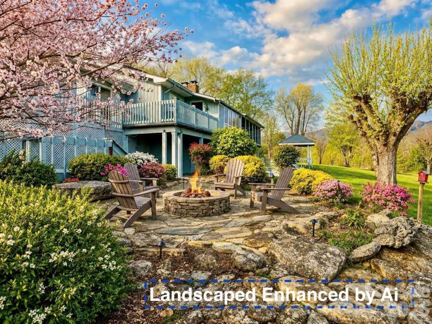 220 Grand View Lane, Burnsville, NC 28714.  MLS# CAR4354228, YatesRealty ID 5784. Ai enhanced - with springtime setting