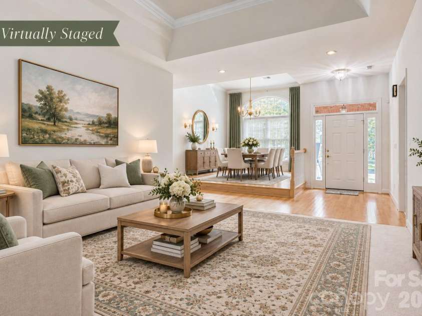 890 Lyerly Ridge Road, Concord, NC 28027.  MLS# CAR4433106, YatesRealty ID 57964. Living room virtually staged
