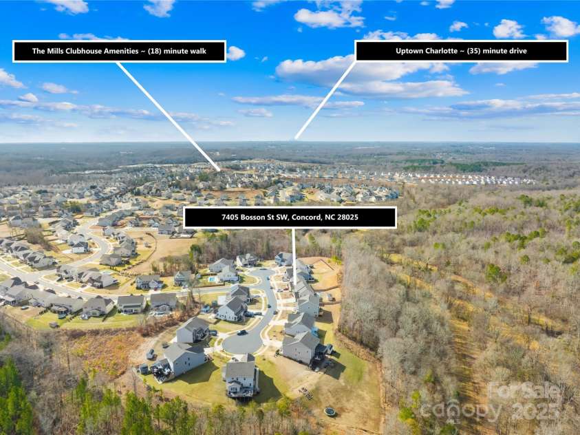 7405 Bosson Street, Concord, NC 28025.  MLS# CAR4218794, YatesRealty ID 5800. Aerial view