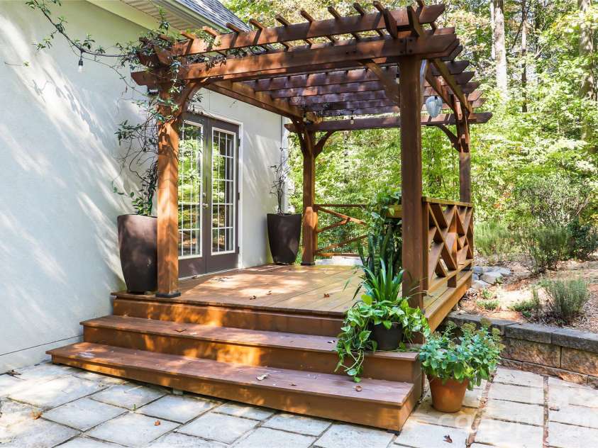 1757 Hickory Springs Lane, Lincolnton, NC 28092.  MLS# CAR4437002, YatesRealty ID 58044. Deck and pergola right outside the Primary suite
