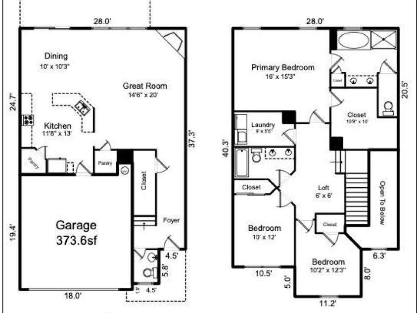6607 Portland Rose Lane, Charlotte, NC 28210.  MLS# CAR4436431, YatesRealty ID 58063. Floor Plan with measurements