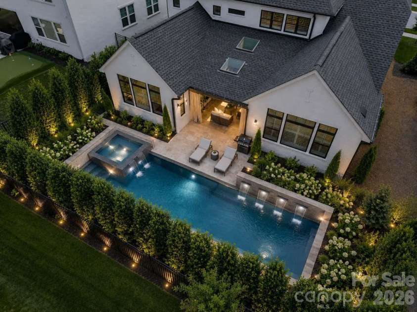 4031 Pritchard Place, Fort Mill, SC 29715.  MLS# CAR4391499, YatesRealty ID 5821. Aerial Backyard Right Imagined with Pool AI